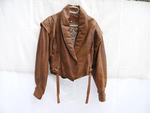Hochwertige italienische Lederjacke kurz braun Gr. L - Bild 1 von 3