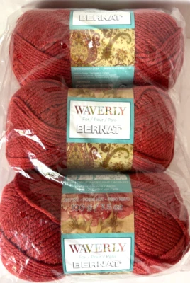 Waverly for Bernat 3 Skeins Color Porcelain Red #55500 3.5 oz Discontinued - Image 1 of 4