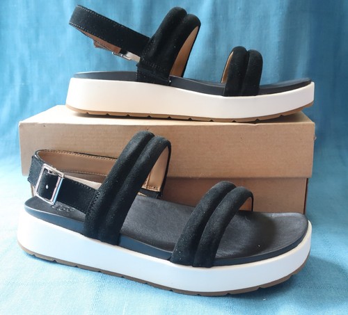 Sandali UGG Lynnden neri cinturini suola bianca donna taglia 10 NUOVI con scatola