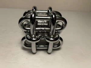 Silver Desk Sculpture Paperweight Object Cale Chain Link 3” - Picture 1 of 8