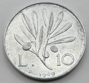 1949 R Italy 10 Lire Coin - Italian Ten Lire - Repubblica Italia - Free Shipping - Picture 1 of 4