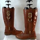 Coach Weslyn Whiskey Brown Leather Tall Riding Boots Women's Size 8