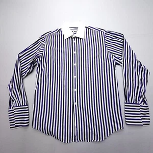 Richard James Savile Row Dress Shirt Mens 17 / 43 Striped French Cuff Cotton - Picture 1 of 14