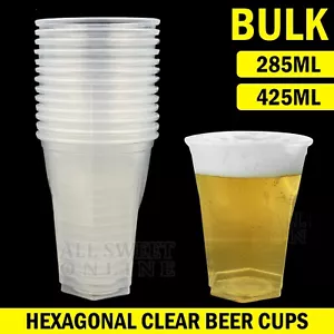 Plastic Cup 285ml 425ml Clear Hexagonal Beer Tumbler Drinking Water Cup Party - Picture 1 of 10