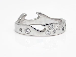 Georg Jensen Fusion End Ring 18ct White Gold with Diamonds. #1367A Size 52 - Picture 1 of 4