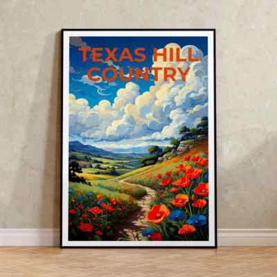 Texas Hill Country Wall Art Poster Premium Quality Choose your Size - Image 1 of 4