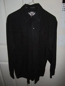 HARLEY-DAVIDSON LONG SLEEVE SHIRT - BLACK COTTON - BUTTON DOWN - SIZE MEDIUM - Picture 1 of 4