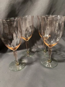 4 Vintage Uranium Watermelon Wine Glasses - Picture 1 of 10
