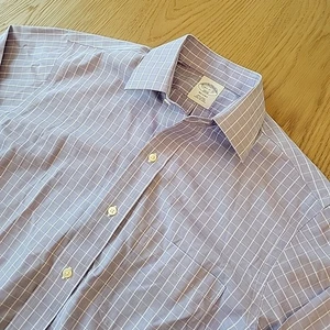 Brooks Brothers Dress Shirt 14.5 2/3 Regent Purple Check Non Iron All Cotton - Picture 1 of 8