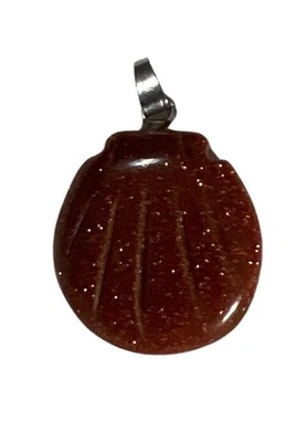 Goldstone Shell Pendant  Charm Beachy Coastal Unique Gift - Image 1 of 4