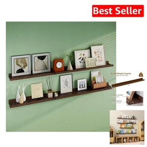 Multi-Functional Solid Oak Floating Shelves for Displaying Art & Collectibles - Picture 1 of 9