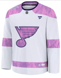 Gr. L Fanatics St. Louis Blues NHL Hockey Fights Cancer Trikot weiß NEU - Bild 1 von 4