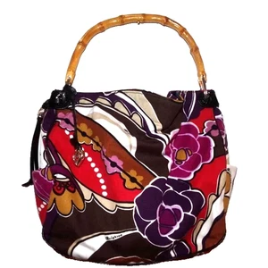 Brighton Baylyn Floral Canvas Shoulder Bag Bamboo Handle - Picture 1 of 10