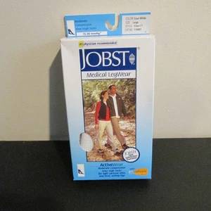Ropa de pierna médica JOBST.  Calcetines hasta la rodilla de compresión moderada.   Blanco.  Grande. - Imagen 1 de 4