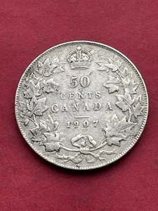 1907 Canada 50 Cents Silver Coin - Picture 1 of 7
