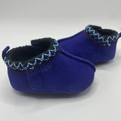 Novo sem etiquetas UGG Baby Tasman Beanie mocassins couro chinelo umbigo azul tamanho 0/1 - Imagem 1 de 4