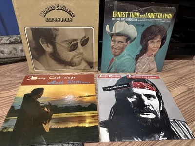 Record Collection Elton John Loretta Lynn Johnny Cash Johnny Paycheck Lot of 4 Foto 1 de 4
