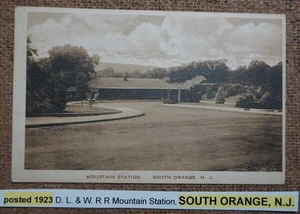 psted 1923 D. L. & W. R R Mountain Station, SOUTH ORANGE, N.J. POSTCARD SEPIA WB - Picture 1 of 2
