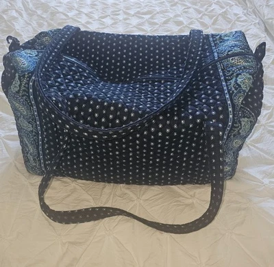 Bolso de Lona de Viaje Vintage Vera Bradley 21" Grande Azul Marino Paisley Retirado Gimnasio Bolso Foto 1 de 4