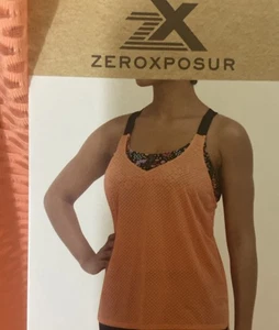 Camiseta Tankini ZeroXposur Coral Estampado Negro XXL Ligera Elastizada Espalda de Afeitar Nueva con Etiquetas - Imagen 1 de 16