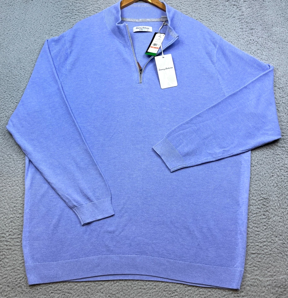 Tommy Bahama 1/2 Zip Sweater Mens 3XL Blue Coolmax Island Zone Pullover NWT - Image 1 of 4