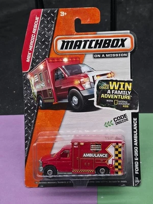 2013 MATCHBOX MBX HEROIC RESCUE FORD E-350 AMBULANCE RED 75/120 - Image 1 of 2