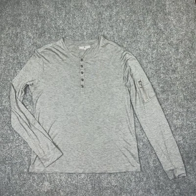 Camiseta 7 for all Mankind Para Hombre Talla L Gris Henley Modal Mezcla Seda Foto 1 de 4