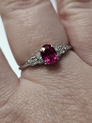 Bomb Party Ring Sz 10 DIAMOND REVEALED RBP5930D Lab Grown Ruby. Sterling - Image 1 of 4