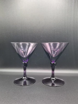 Vintage Fostoria Amethyst Exeter Copo de Xerez Soprado à Mão Conjunto de 2 - 5 3/4" - Imagem 1 de 4