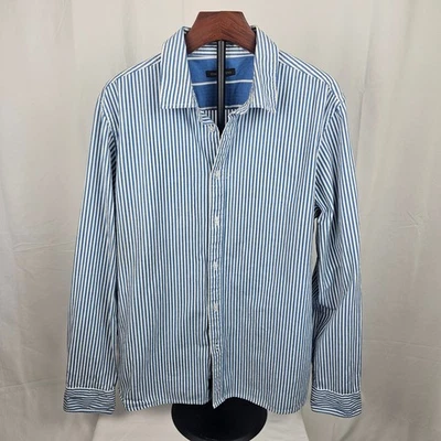 Vince Camuto Blue White Stripe Button Down Shirt XL Cotton Blend - Image 1 of 4