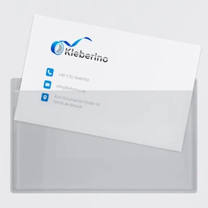 Bolsos para tarjetas de visita autoadhesivos ancho lado abierto | Fundas para tarjetas de visita claras - Imagen 1 de 4