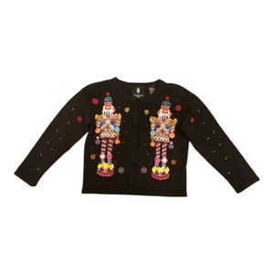 Michael Simon Vintage Christmas Nutcracker Girls Beaded Sweater - Picture 1 of 6
