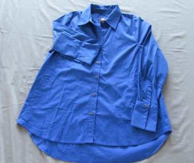 Camisa Adrienne Vittadini Damas Manga Larga Abotonada Azul Pequeña Foto 1 de 4