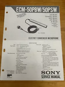 Sony ECM-50PBW ECM-50PSW Electret Condenser Microphone Service Manual Original - Picture 1 of 2