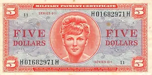 USA / MPC $5 1961 Series 611 Plate # 11 Circulated Banknote ZAA - Picture 1 of 2