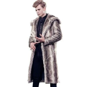 Cappotto in pelliccia sintetica da uomo outwear cappotto invernale giacca risvolto grande outwear oversize - Foto 1 di 11
