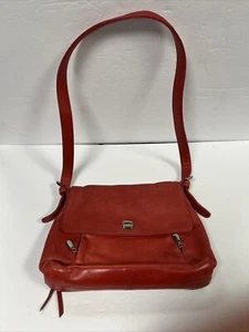 VTG Jones New York Red Leather  Crossbody Shoulder Purse Many Compartments Nice - Picture 1 of 16