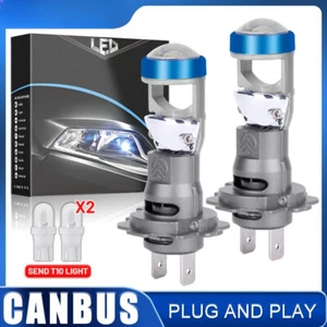 Double Lens Mini Car Headlight H7 Lamp Projector LED Bulb 120W 6000K 30000LM 12V - Picture 1 of 20