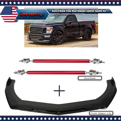 Glossy Black Front Rear Bumper Splitter Spoiler Kit For Ford F150 F-150 - Image 1 of 4