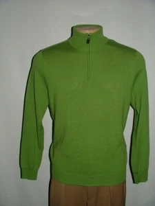 NEW WT JOS A BANK 1/2 ZIP SWEATER SIZE M 100% MERINO WOOL GREEN SOLID #260 - Picture 1 of 5