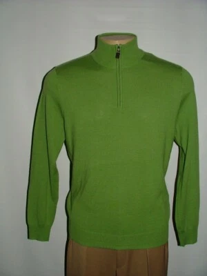 NEW WT JOS A BANK 1/2 ZIP SWEATER SIZE M 100% MERINO WOOL GREEN SOLID #260 - Image 1 of 4