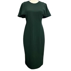 NUOVO abito Calvin Klein 4 svolazzanti manica tubino malachite midi - Foto 1 di 10