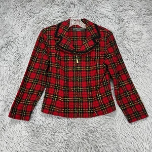 Vintage Jennifer Jeffries Petites Plaid Blazer Women's Colorful Tweed 80's - Picture 1 of 10