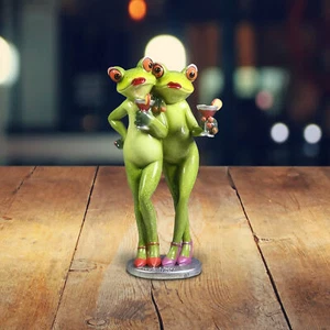 7.25"H Frog Ladies with Cocktails Figurine Ornament Home Decor Unique Gift - Picture 1 of 1