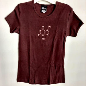 Camiseta Think Geek Cafeína Molécula Marrón Niños Jóvenes Talla M Café Nerd - Imagen 1 de 4