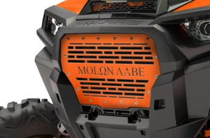 Custom Steel Grille for 2017-2018 Polaris RZR Turbo 1000 XP MOLON LABE Orange - Picture 1 of 3