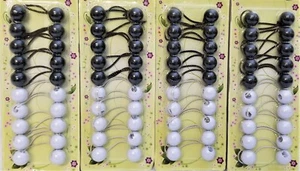 LOT OF 40 HAIR PONYTAIL HOLDER BLACK WHITE PONY ELASTIC SCRUNCHIE TIE TWISTER - Picture 1 of 1
