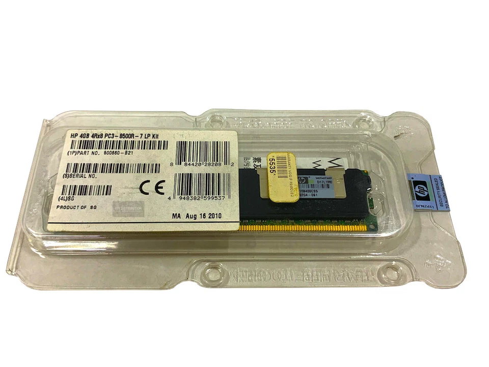 500660-B21 I GENUINE New Sealed HP 4GB (1x4GB) Quad Rank x8 PC3-8500 (DDR3-1066) - Image 1 of 3