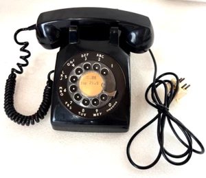 Vintage 70s ITT 500 Series Black Rotary Dial Telephone Desk Tabletop ~ UNTESTED - Picture 1 of 10