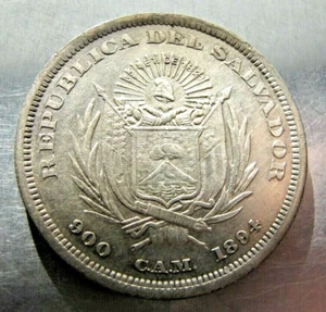 El Salvador KM115.1, Cristobal Colon "Un Peso" 1894 lustrous EF-AU - Picture 1 of 2